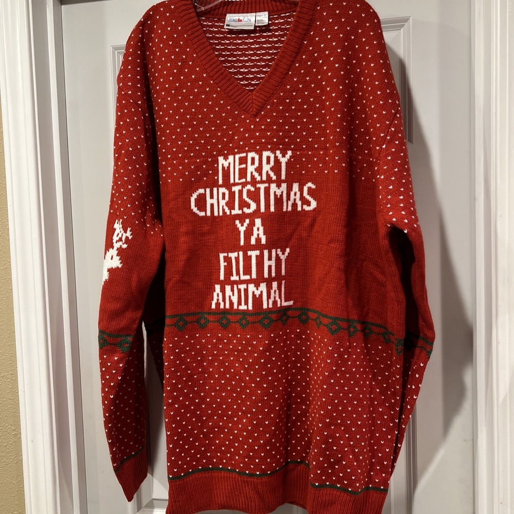 Unisex Home Alone "Ya Filthy Animal"  Christmas Sweater Ugly Sweater Sz 4X- 2015